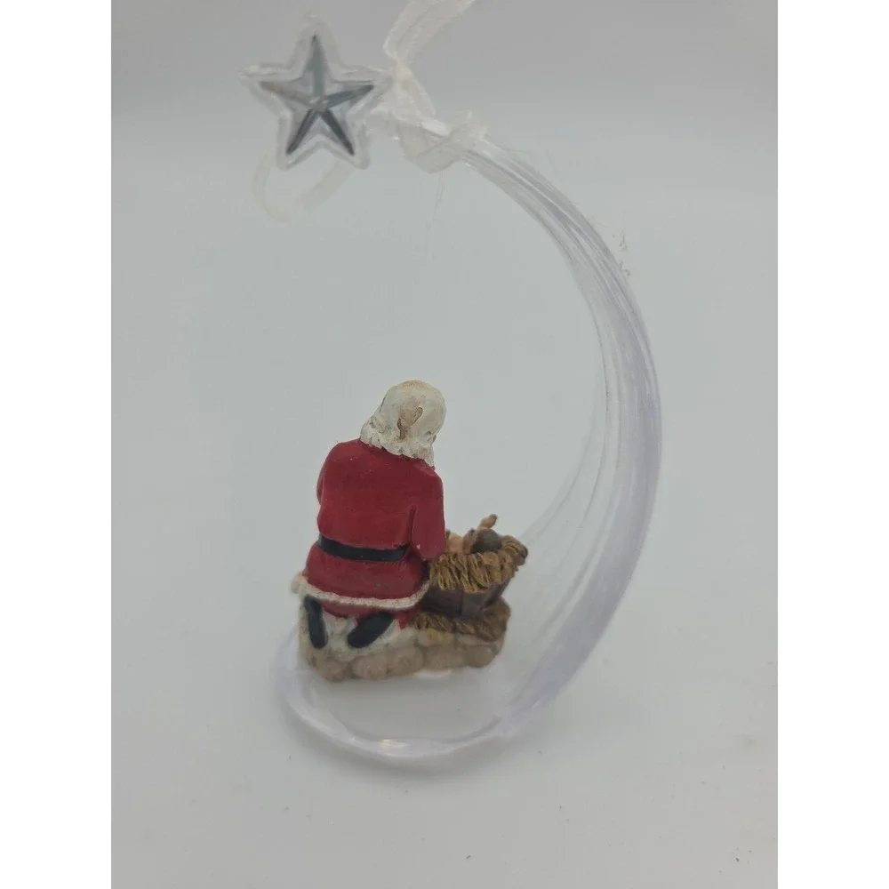 Christmas Nativity Ornament Santa Kneeling Baby Jesus Star Acrylic Decor